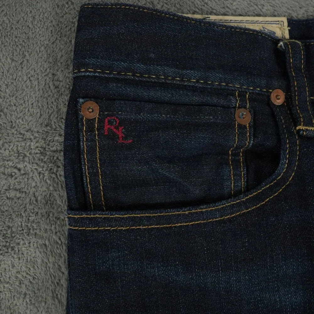 Polo Ralph Lauren Jeans Mens 37x34‎ Dark Blue Varick Slim Straight Denim